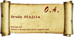 Orsós Alojzia névjegykártya